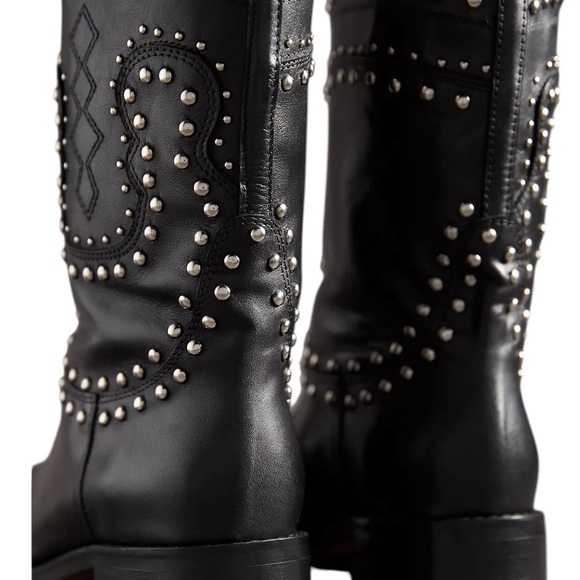 NIB BIBI LOU ANTHROPOLOGIE BRIAWA BOOTS WITH STUDS Size 39 Black - Picture 3 of 7